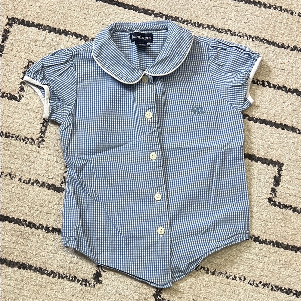 Vintage Ralph Lauren Kids Blue Gingham Button-Down Shirt